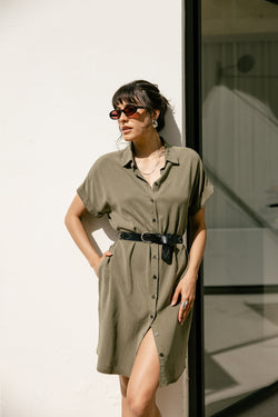 

Shirt dress Women Raffia Plain deep lichen green | Freeman T. Porter