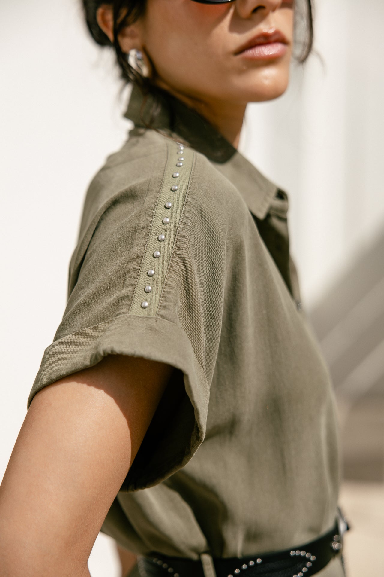 

Robe chemise Femme Raffia Plain deep lichen green | Freeman T. Porter