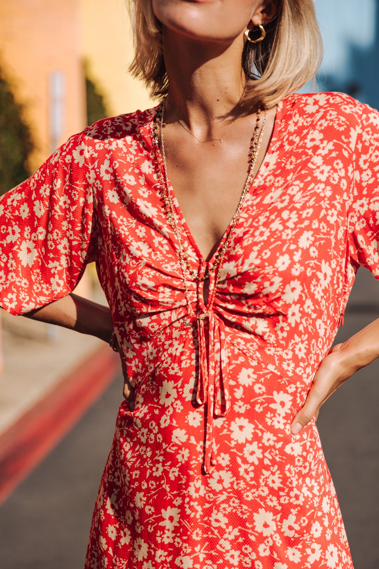 

Gathered dress Woman Robene Daisy fiesta red | Freeman T. Porter
