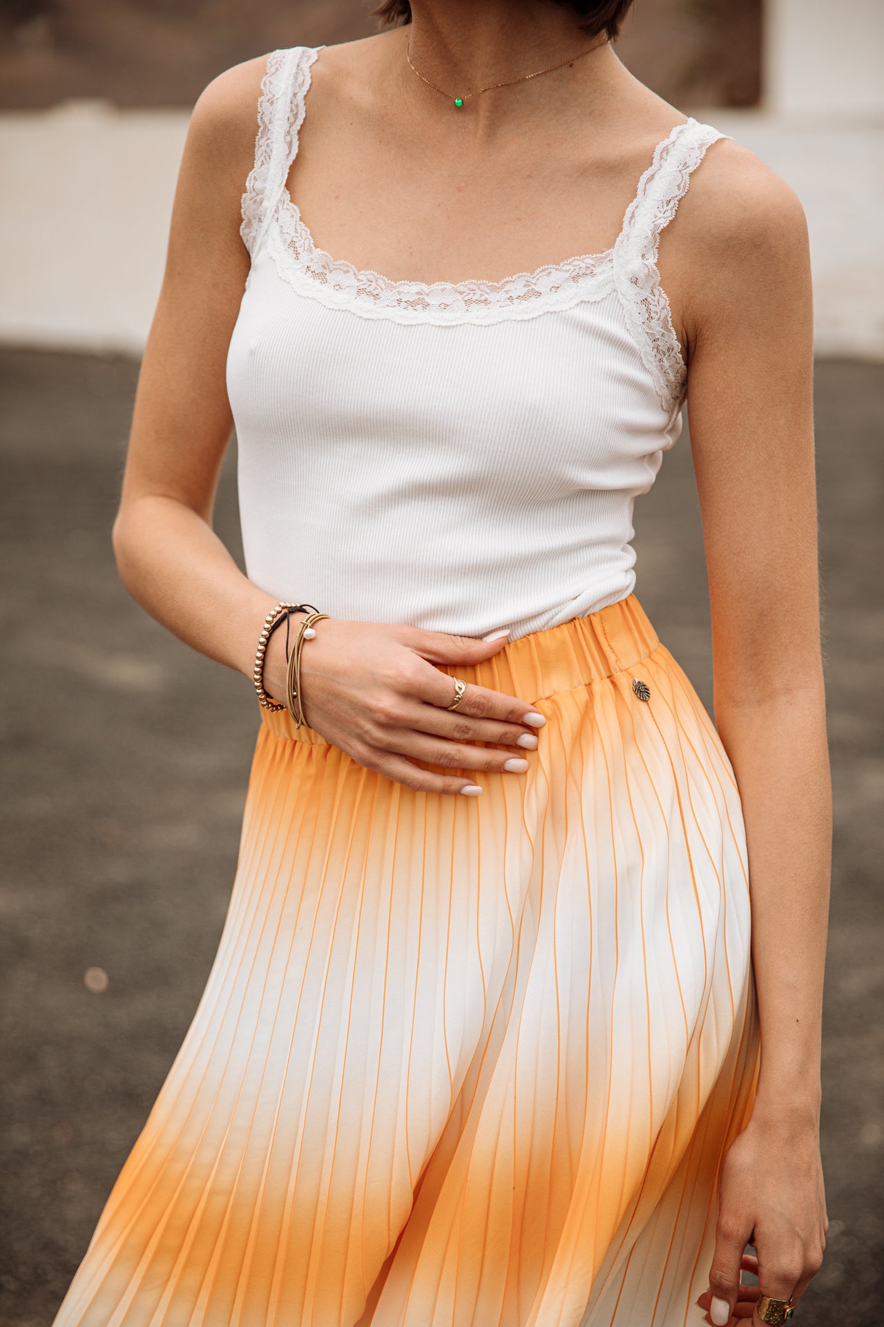 

Jupe plissée Femme Jeelyne Tie & Dye cadmium yellow | Freeman T. Porter