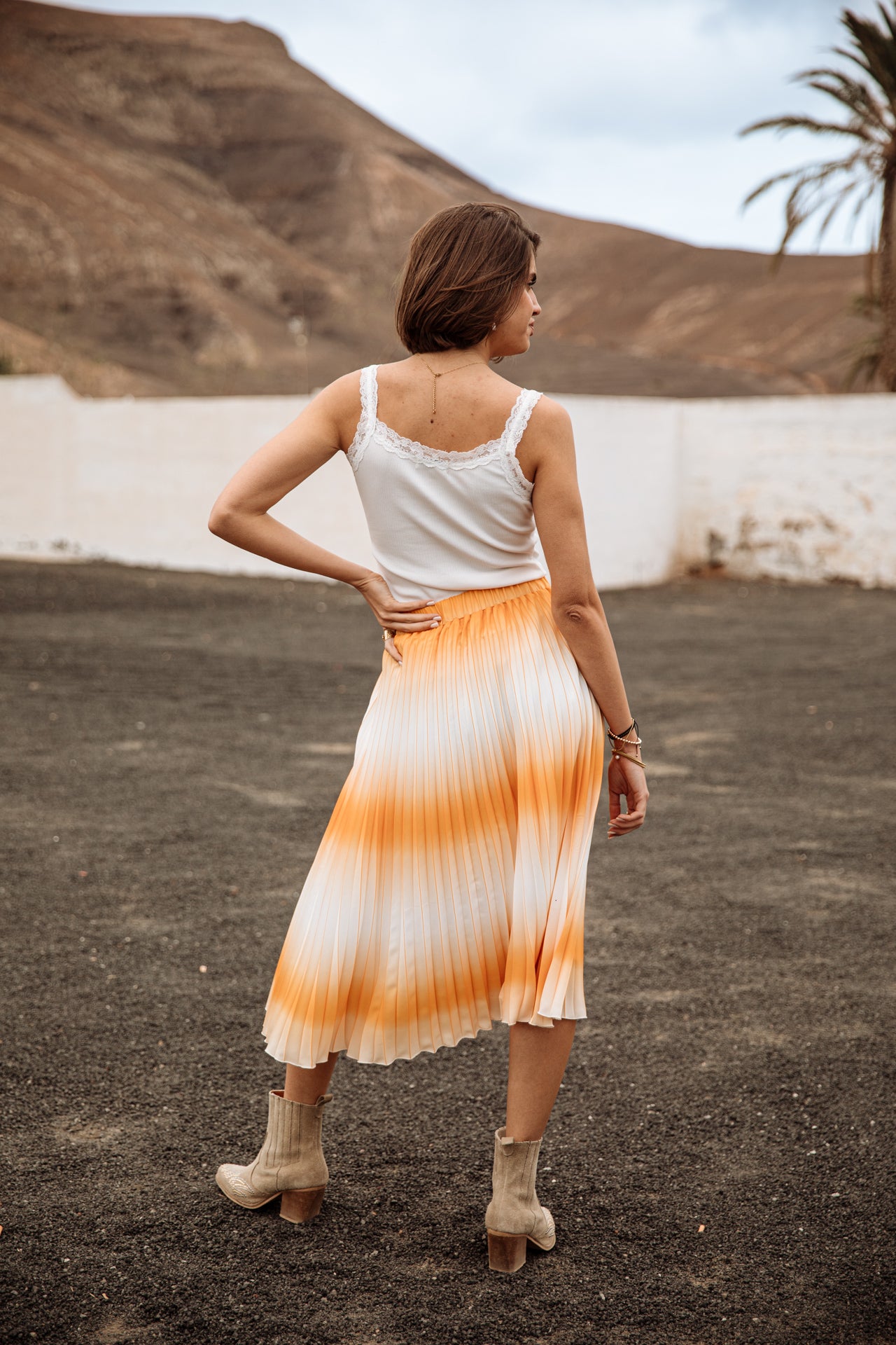 

Jupe plissée Femme Jeelyne Tie & Dye cadmium yellow | Freeman T. Porter