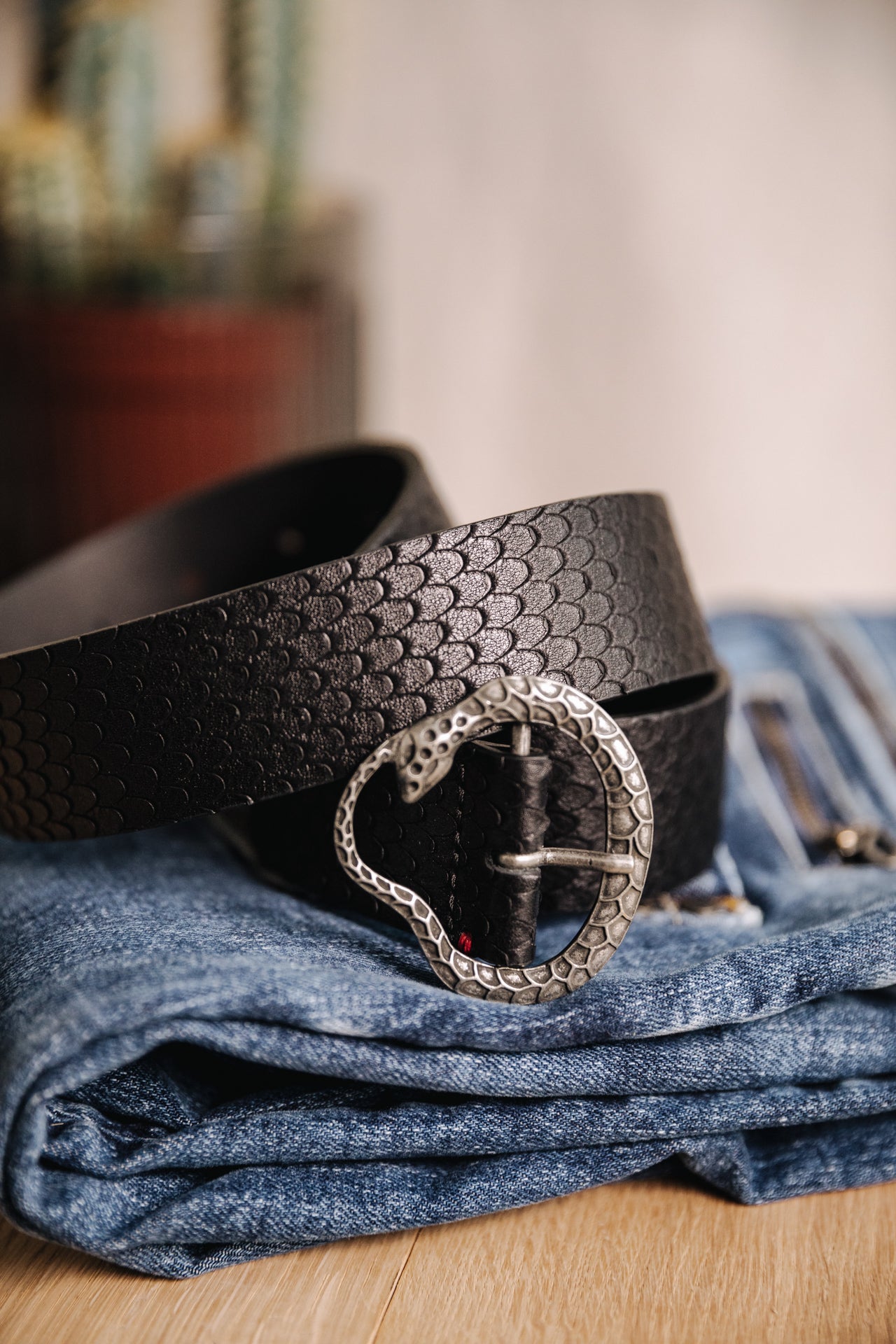 

Ceinture en cuir Femme Vedra Snake black | Freeman T. Porter