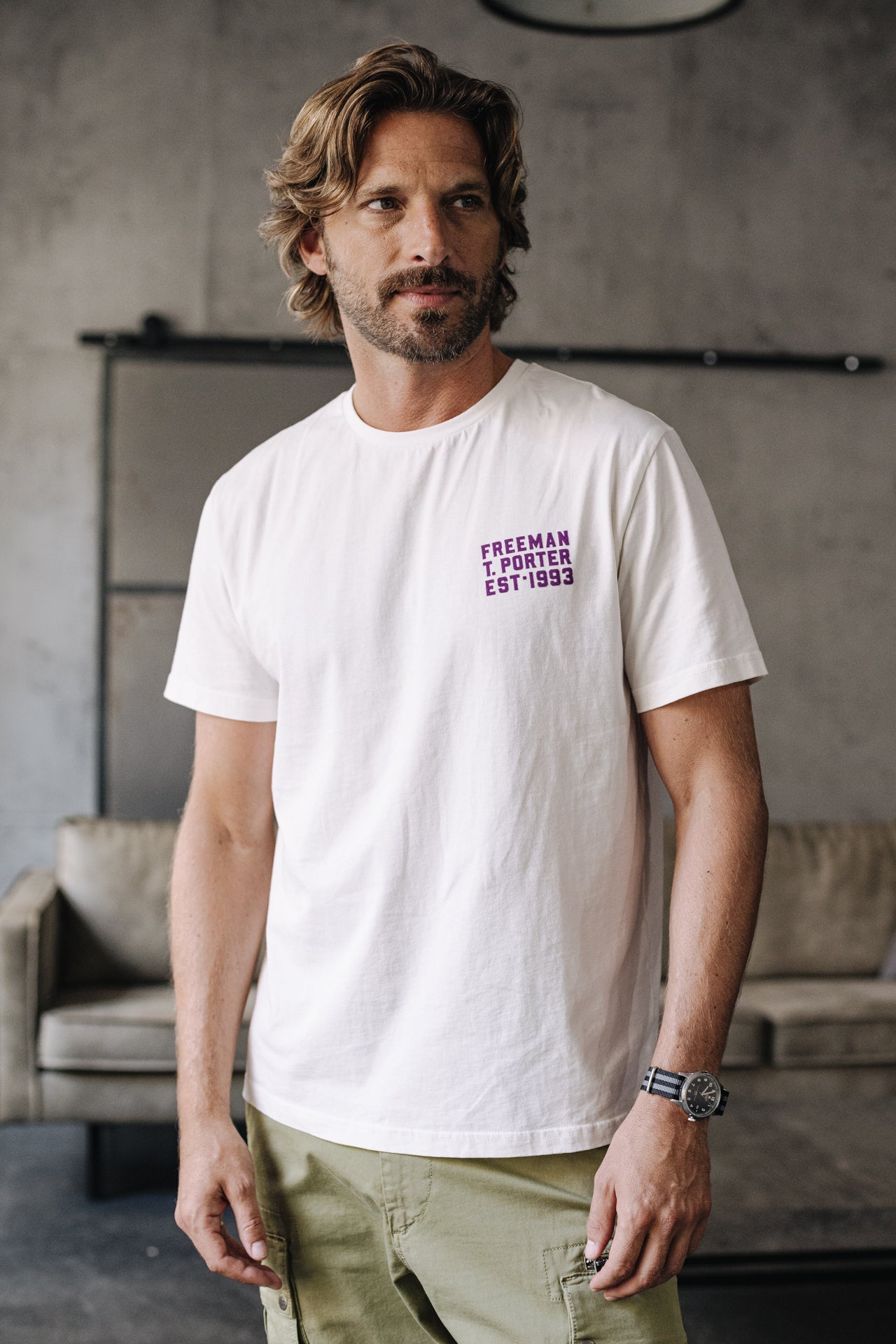 

T-Shirt col V Men Ivander Chill egret | Freeman T. Porter