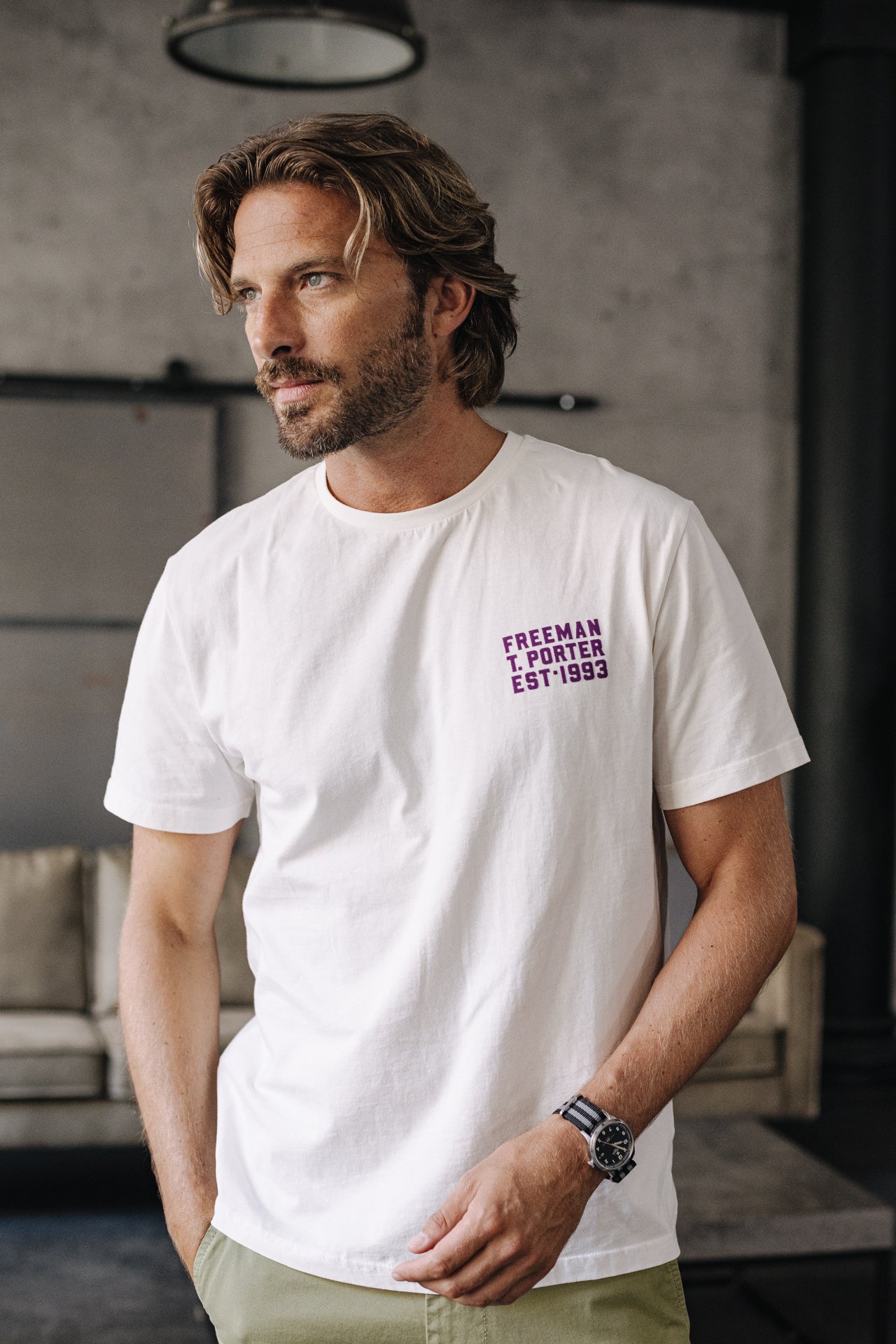 

T-Shirt col V Men Ivander Chill egret | Freeman T. Porter