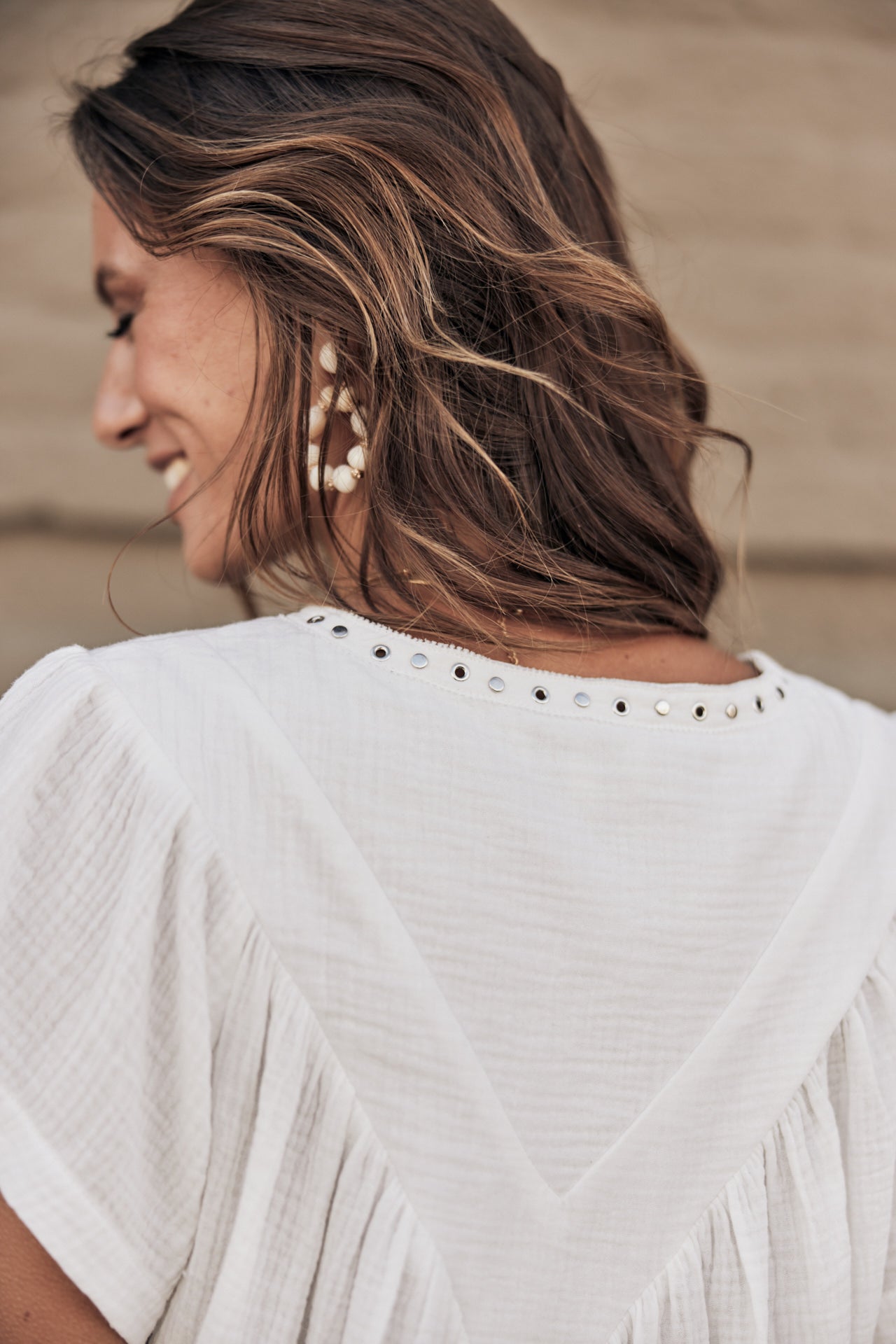 

Top ample détails clous Femme Tillie Plain Color white | Freeman T. Porter