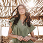 

Loose top with studded details Woman Tillie Plain Color olivine | Freeman T. Porter