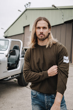 

Round neck sweater Men Sonny Conwy olive night | Freeman T. Porter