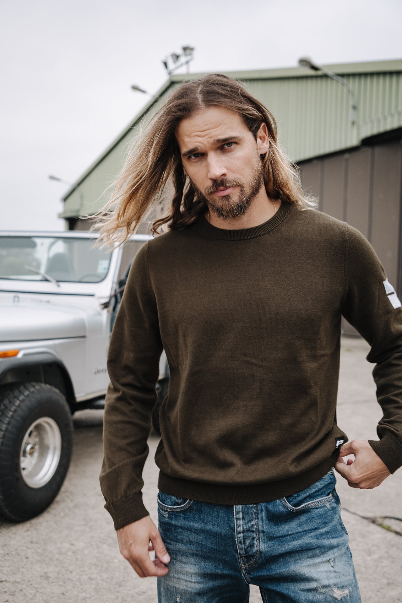 

Crew neck sweater Men Sonny Conwy olive night | Freeman T. Porter