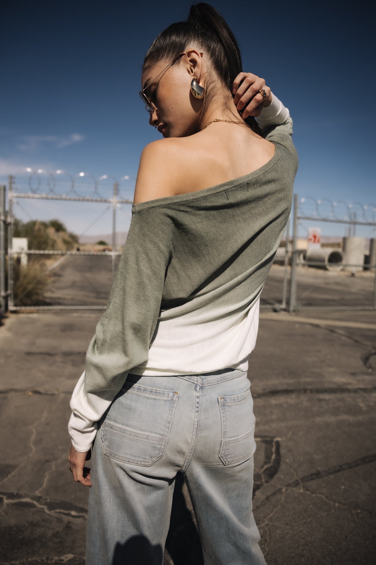 

Pullover mit U-Boot-Kragen Frau Persia Dip Dye deep lichen green | Freeman T. Porter