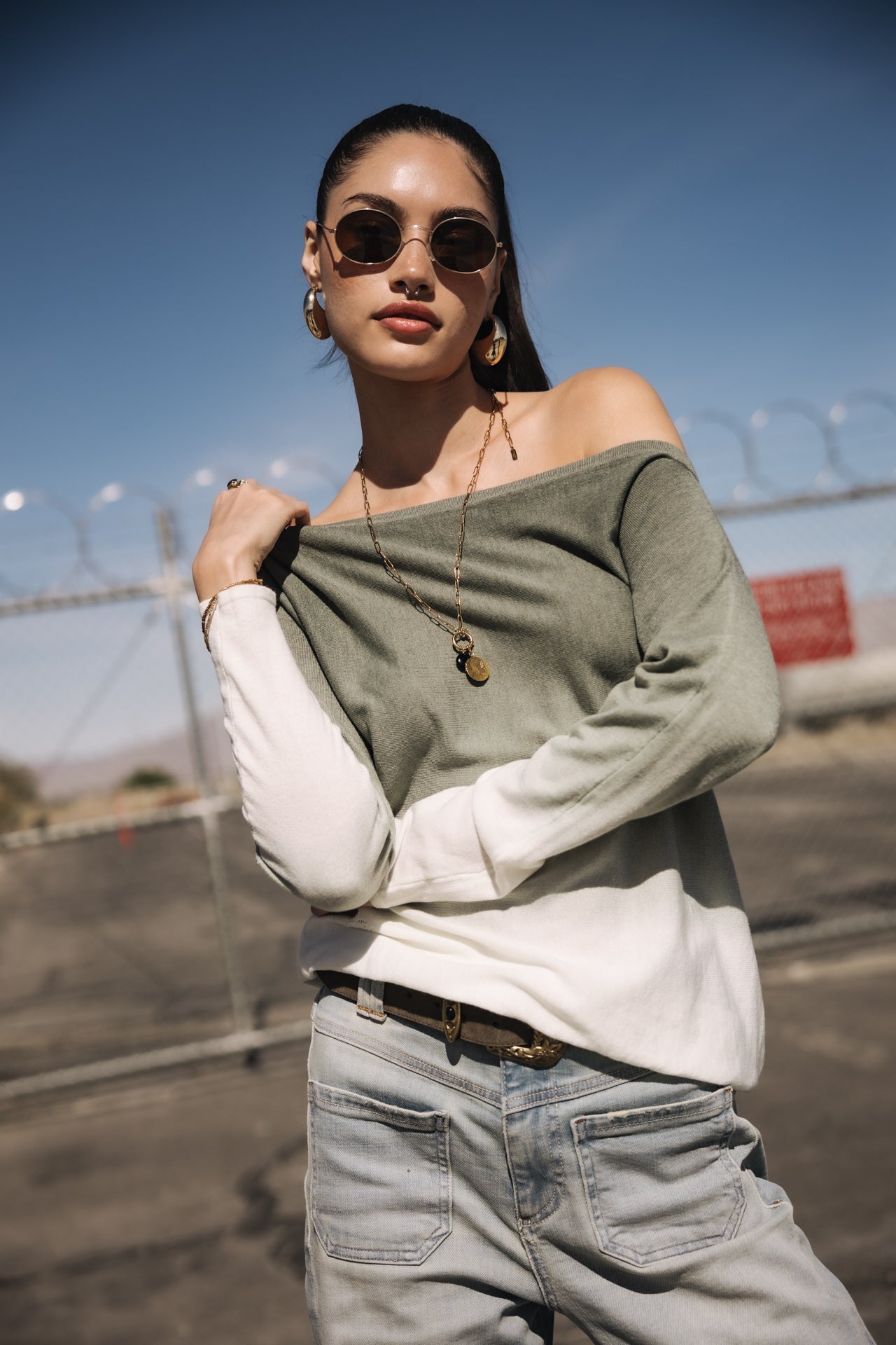

Pullover mit U-Boot-Kragen Frau Persia Dip Dye deep lichen green | Freeman T. Porter