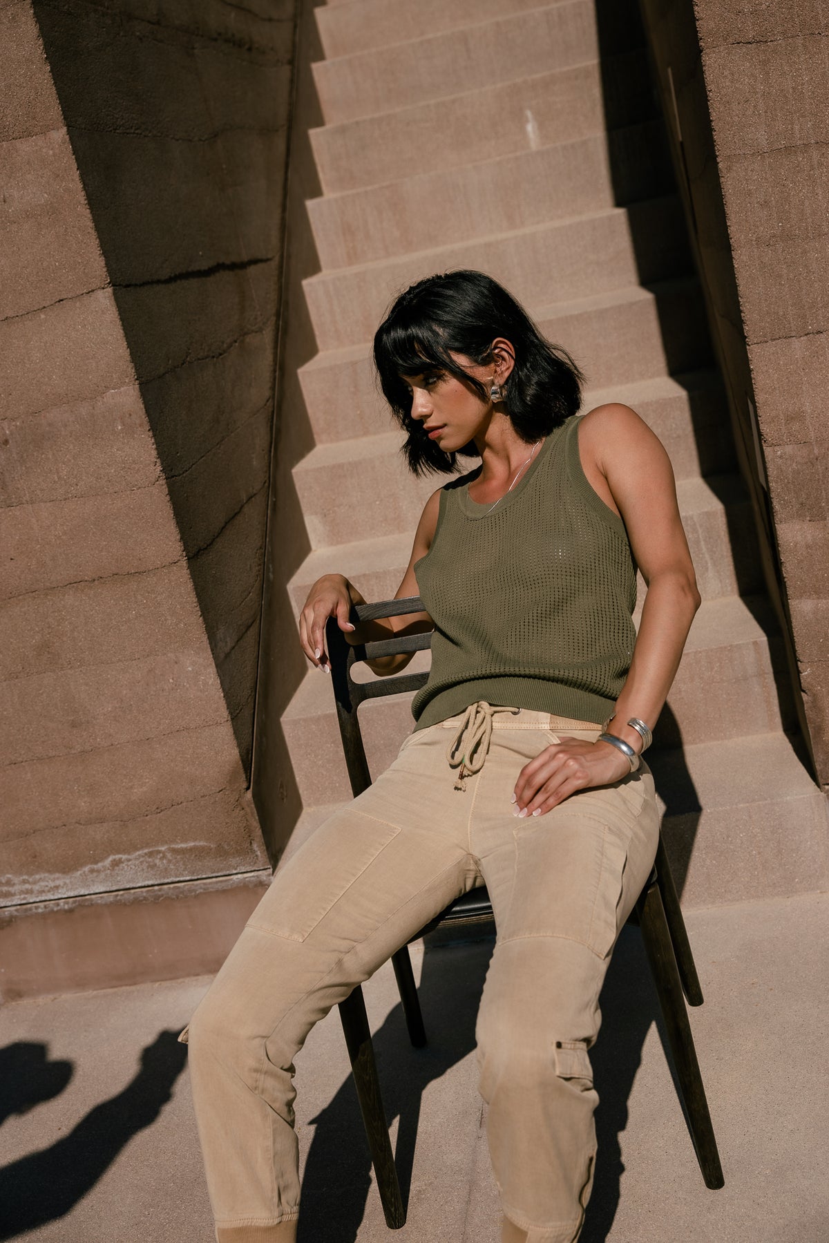 Débardeur avec noeuds vert kaki femme Débardeur avec noeuds vert kaki femme