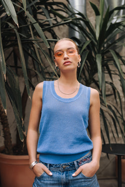 

Camiseta de tirantes de punto Mujer Dulcia Mesh granada sky | Freeman T. Porter