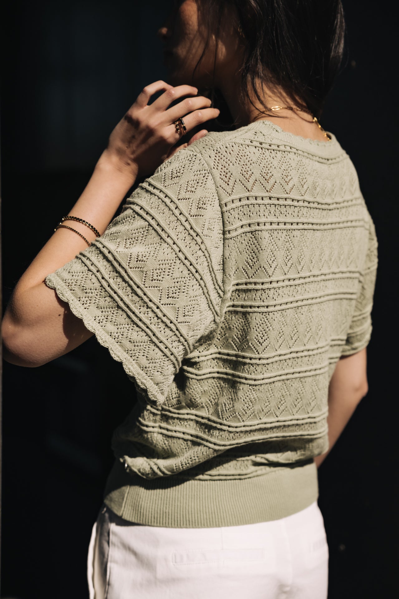 

Strickjacke aus Lochstrick Frau Pradda desert sage | Freeman T. Porter
