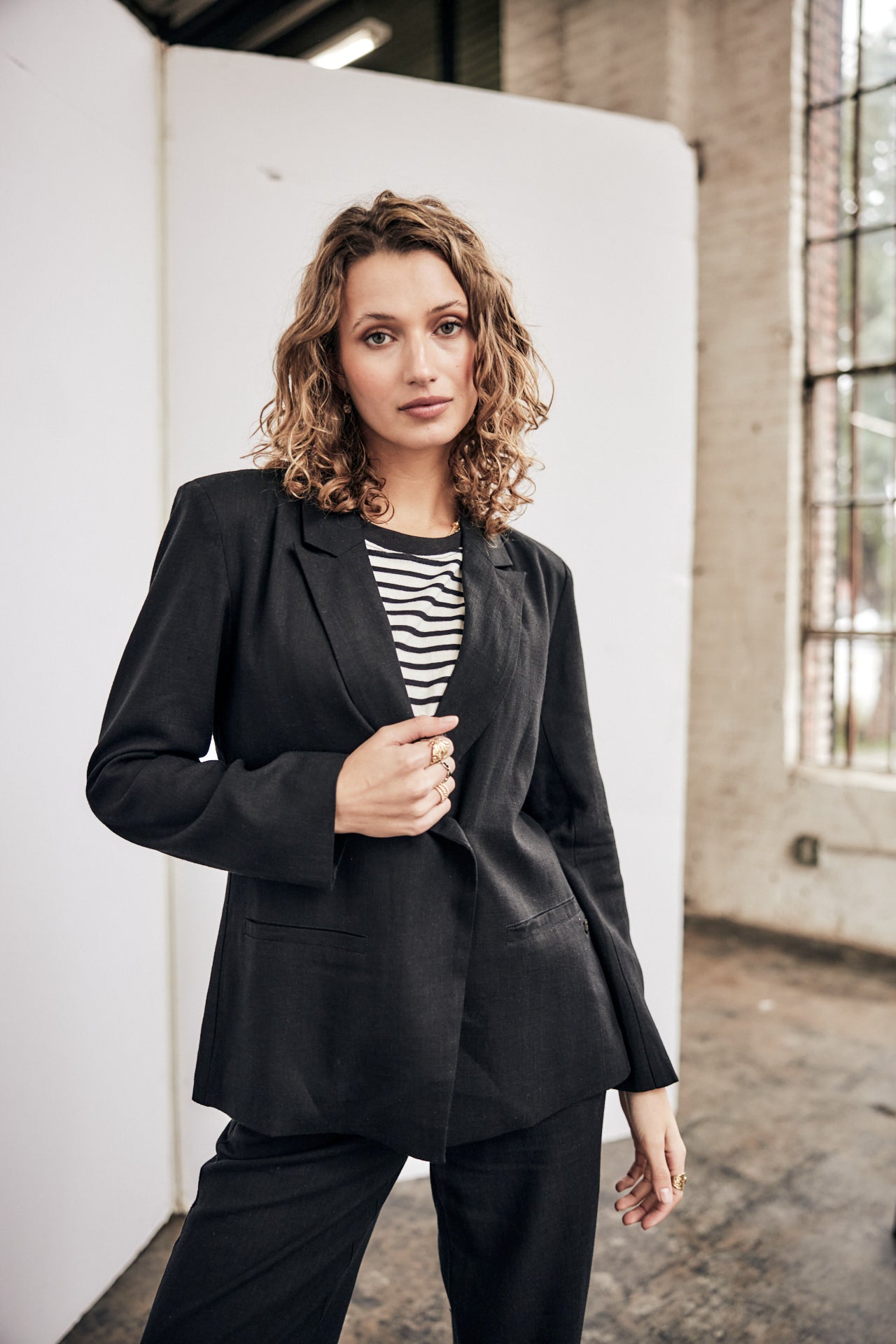 

Blazer droit en lin Femme Bernie black | Freeman T. Porter