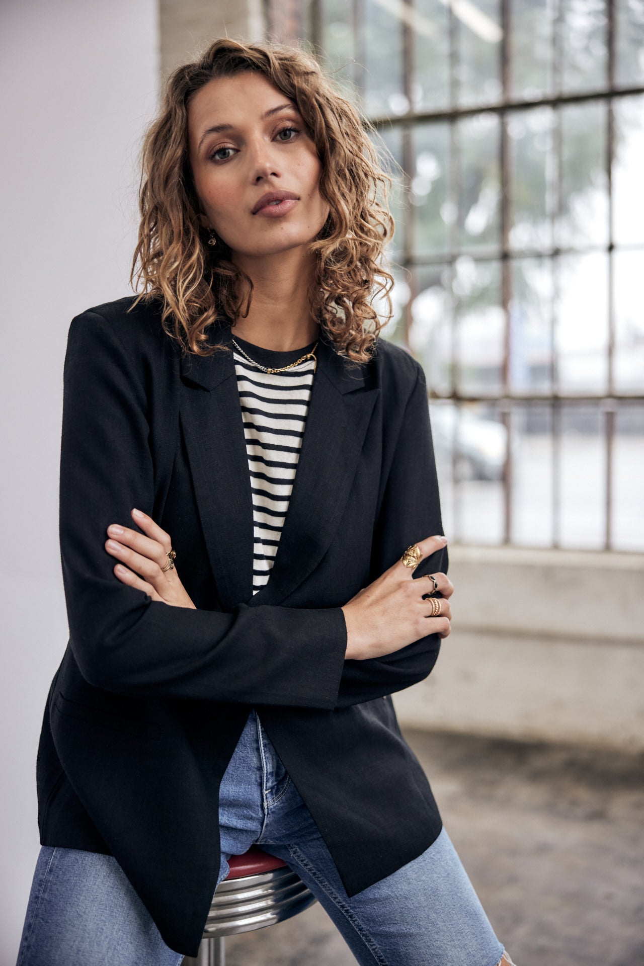 

Blazer droit en lin Femme Bernie black | Freeman T. Porter