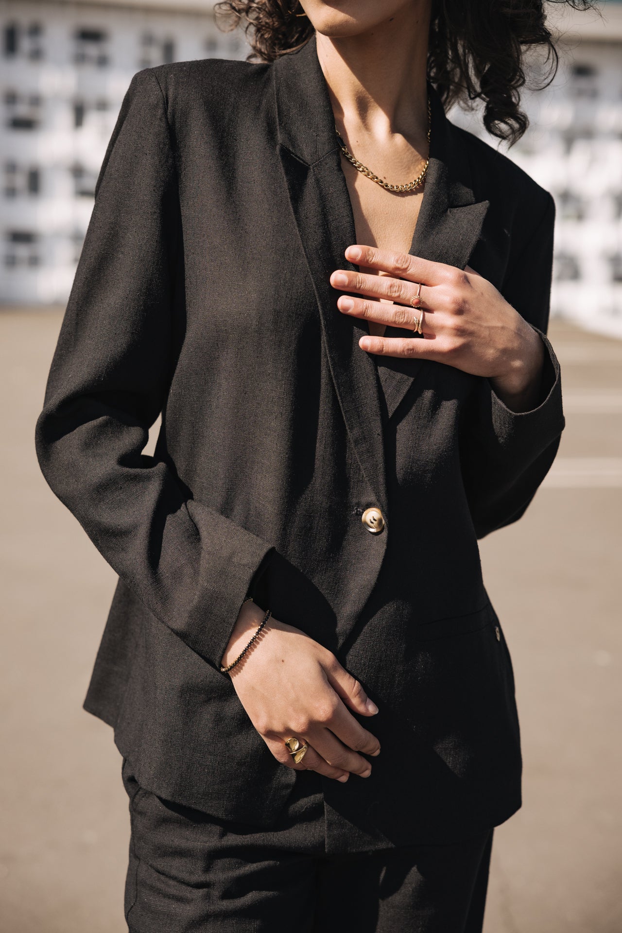 

Straight linen blazer Woman Bernie black | Freeman T. Porter