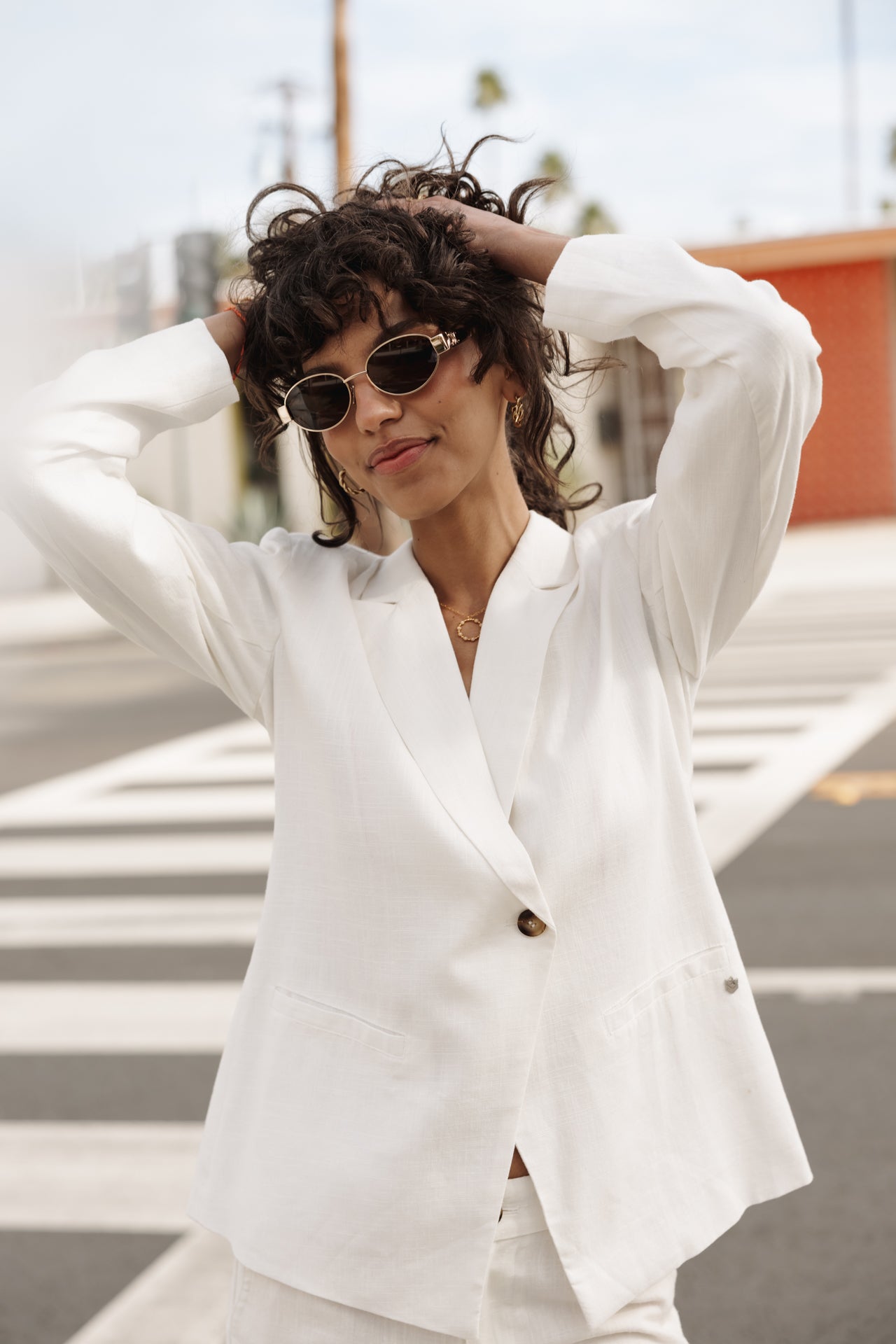 

Straight linen blazer Woman Bernie bright white | Freeman T. Porter