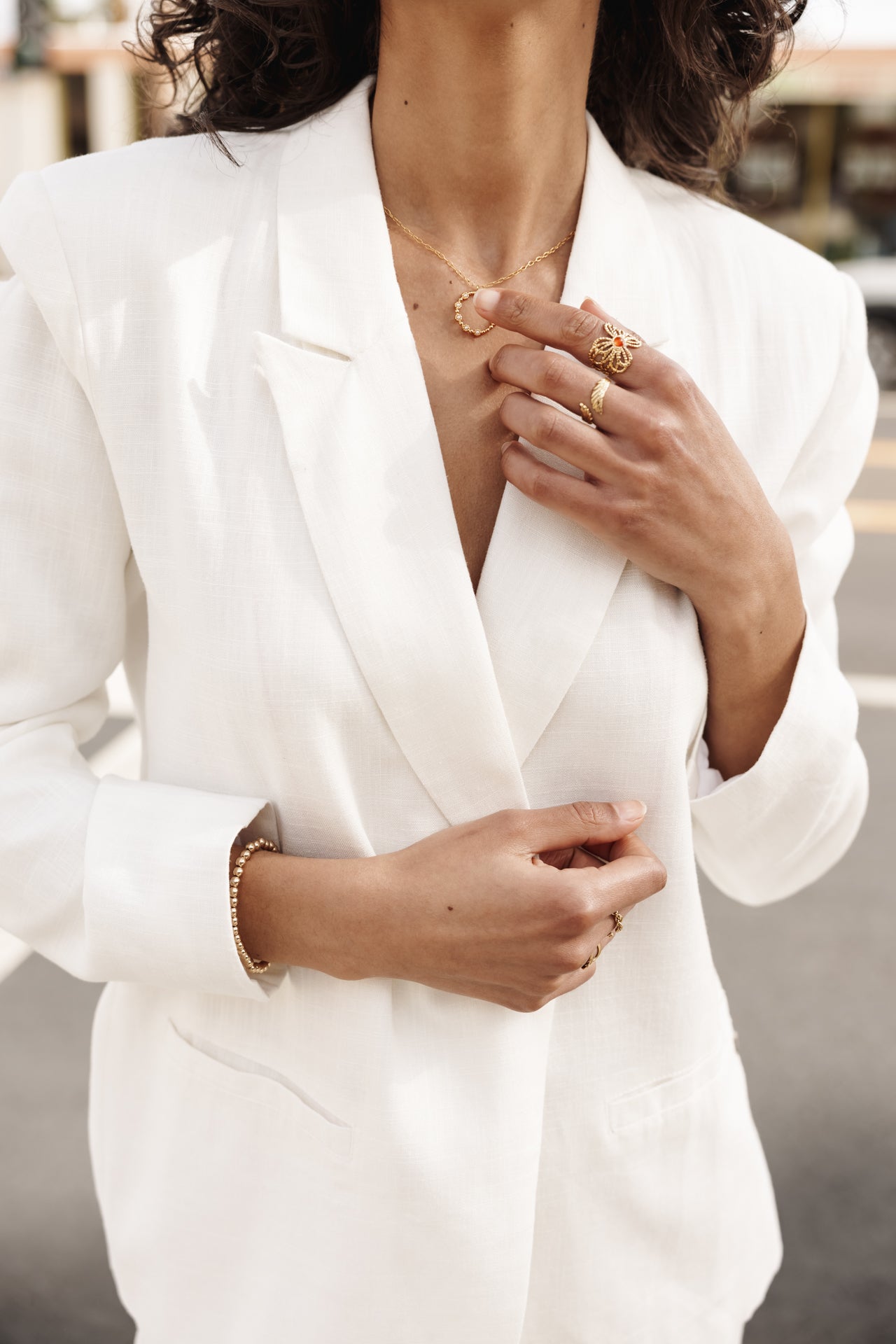 

Straight linen blazer Woman Bernie bright white | Freeman T. Porter