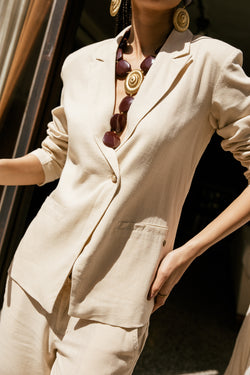 

Oversize-Blazer aus Leinen Damen Bernie Plain Linen macadamia | Freeman T. Porter
