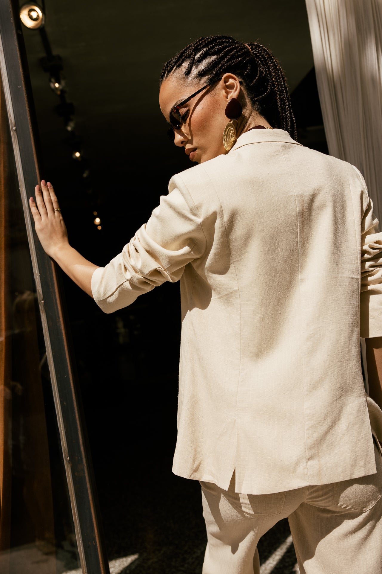 

Americana blazer oversize de lino Mujer Bernie Plain Linen macadamia | Freeman T. Porter