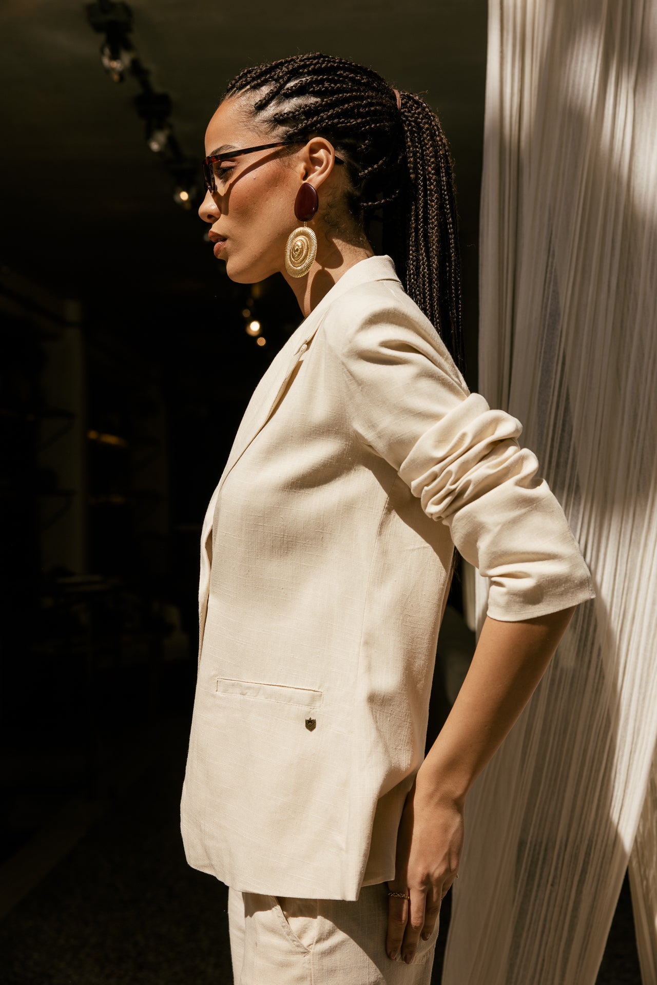 

Americana blazer oversize de lino Mujer Bernie Plain Linen macadamia | Freeman T. Porter
