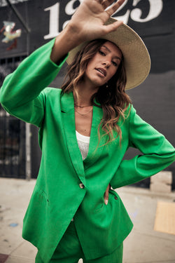

Blazer droit en lin Femme Bernie Plain Linen jolly green | Freeman T. Porter