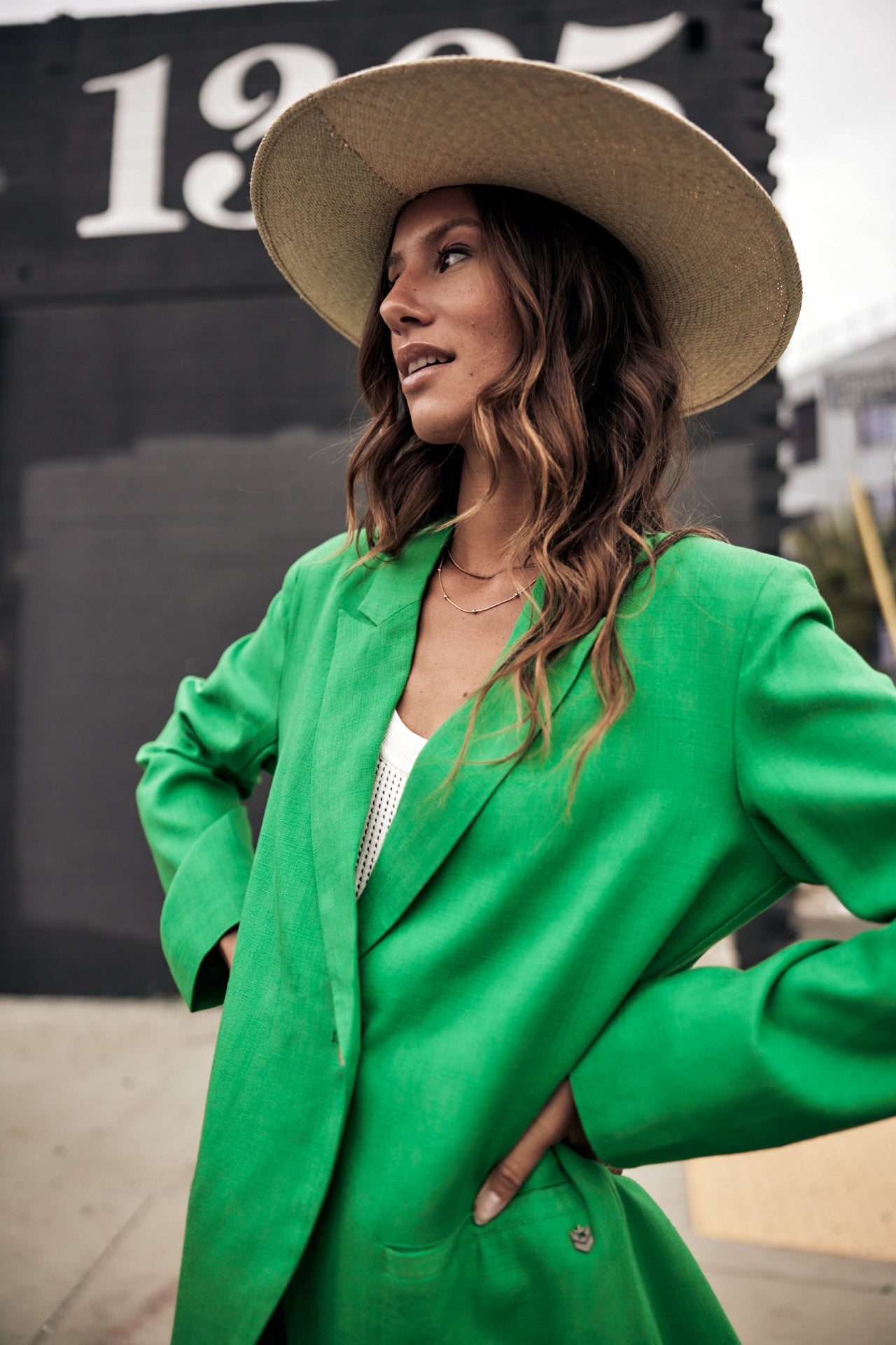

Straight linen blazer Women Bernie Plain Linen jolly green | Freeman T. Porter