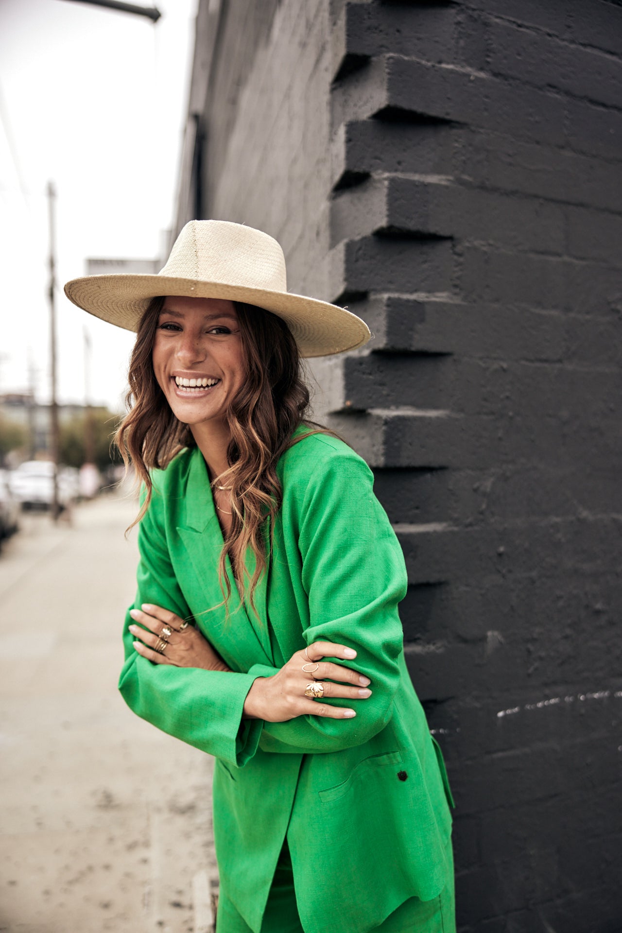 

Straight linen blazer Women Bernie Plain Linen jolly green | Freeman T. Porter