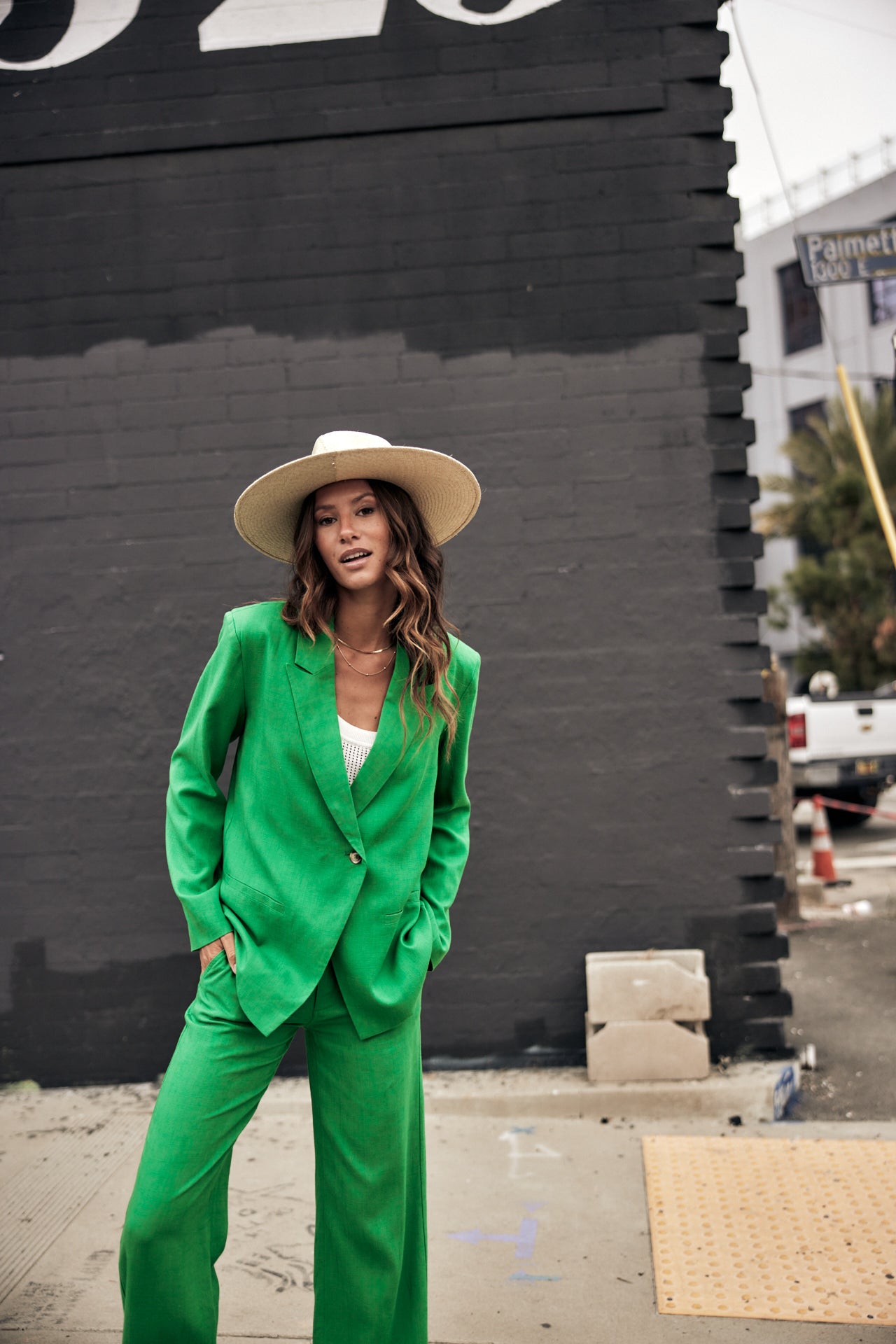 

Straight linen blazer Women Bernie Plain Linen jolly green | Freeman T. Porter