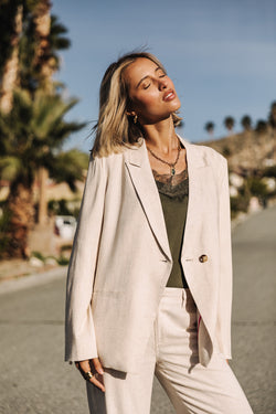

Gerader Blazer aus Leinen Damen Bernie Plain Linen simply taupe | Freeman T. Porter