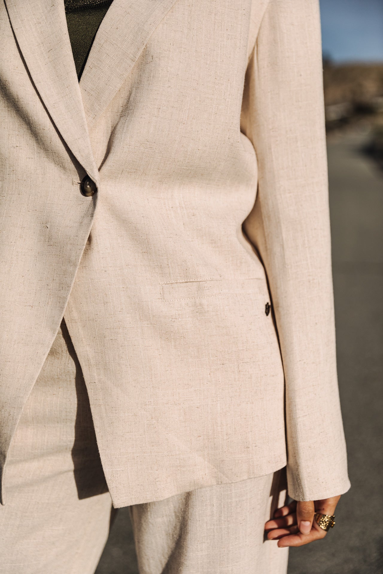 

Straight linen blazer Woman Bernie simply taupe | Freeman T. Porter