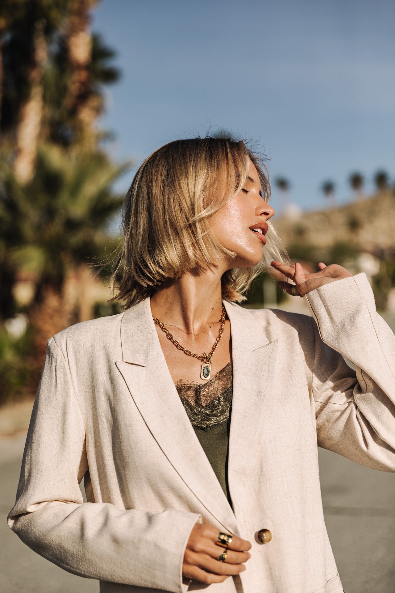 

Straight linen blazer Woman Bernie simply taupe | Freeman T. Porter