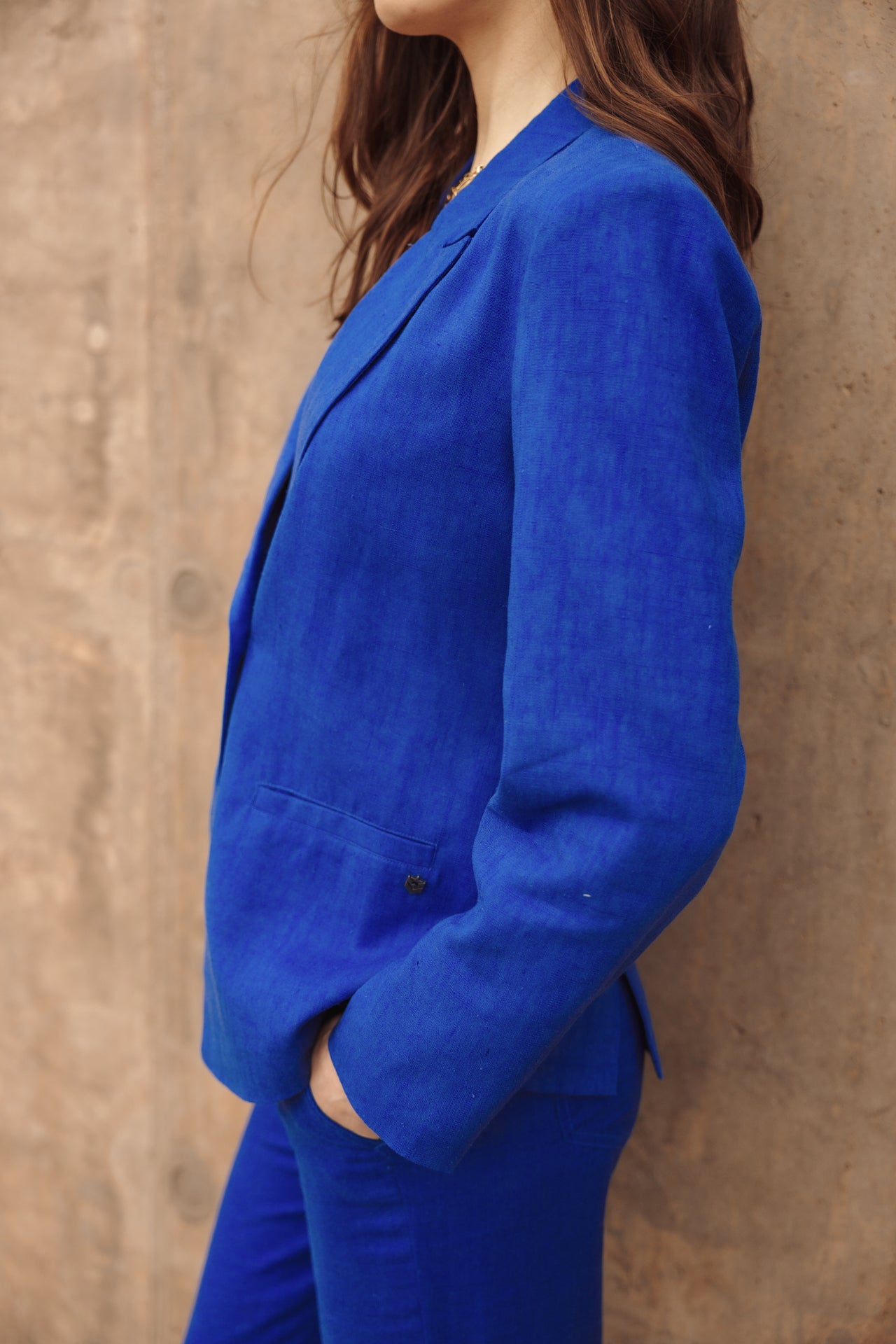 

Straight linen blazer Woman Bernie dazzling blue | Freeman T. Porter
