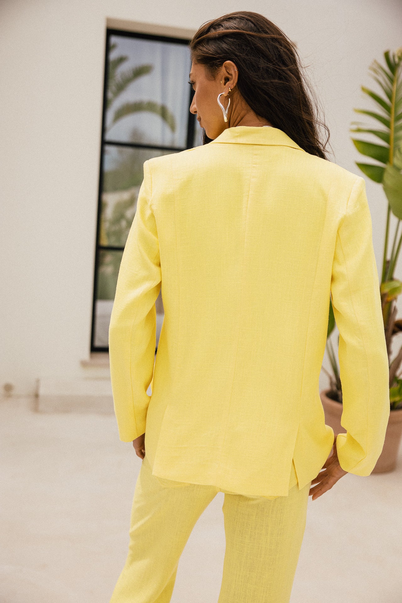 

Blazer droit en lin Femme Bernie Plain Linen limelight | Freeman T. Porter