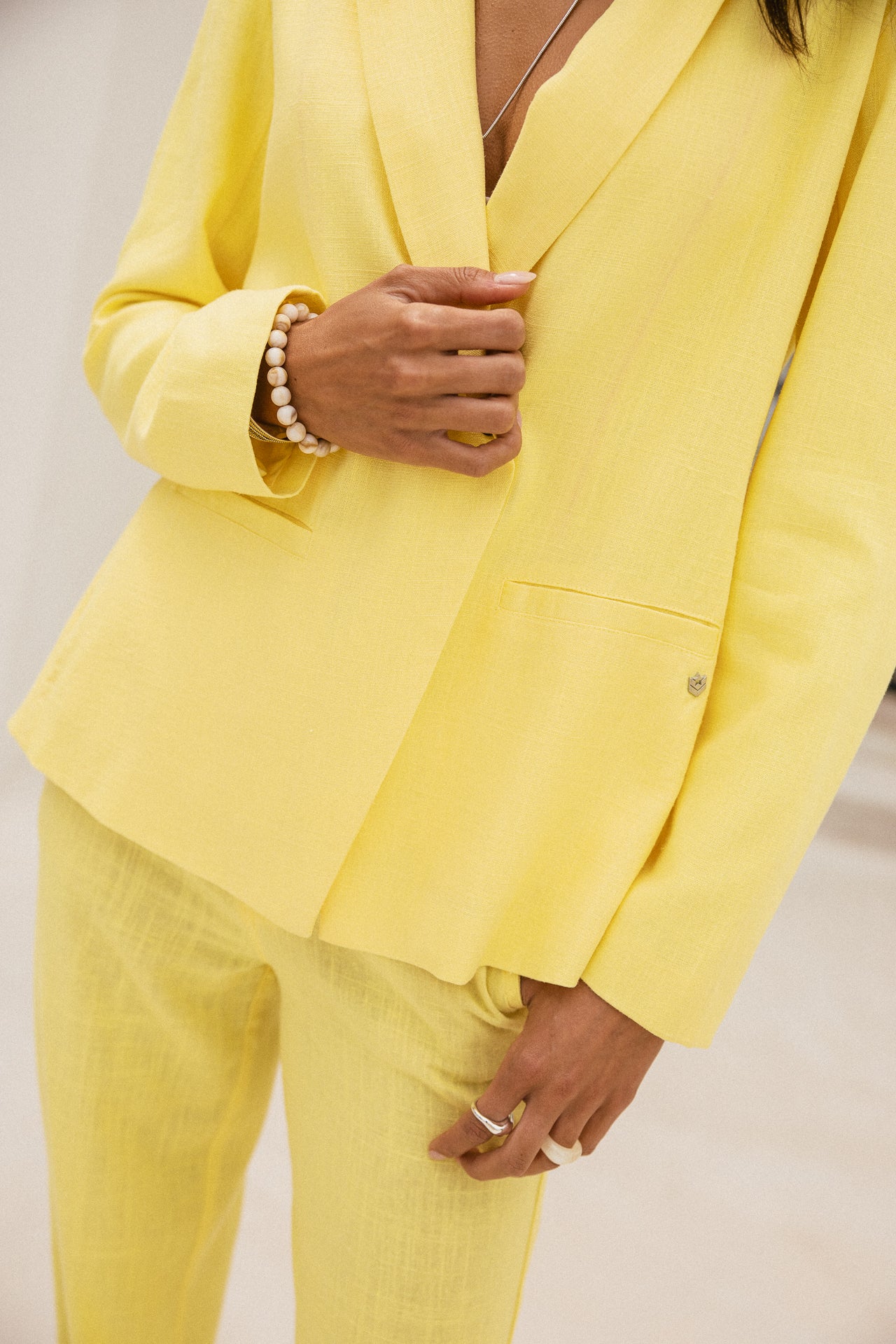 

Blazer droit en lin Femme Bernie Plain Linen limelight | Freeman T. Porter