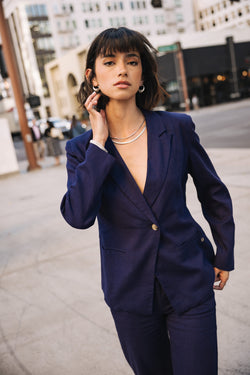 

Blazer droit en lin Femme Bernie Plain Linen peacoat | Freeman T. Porter
