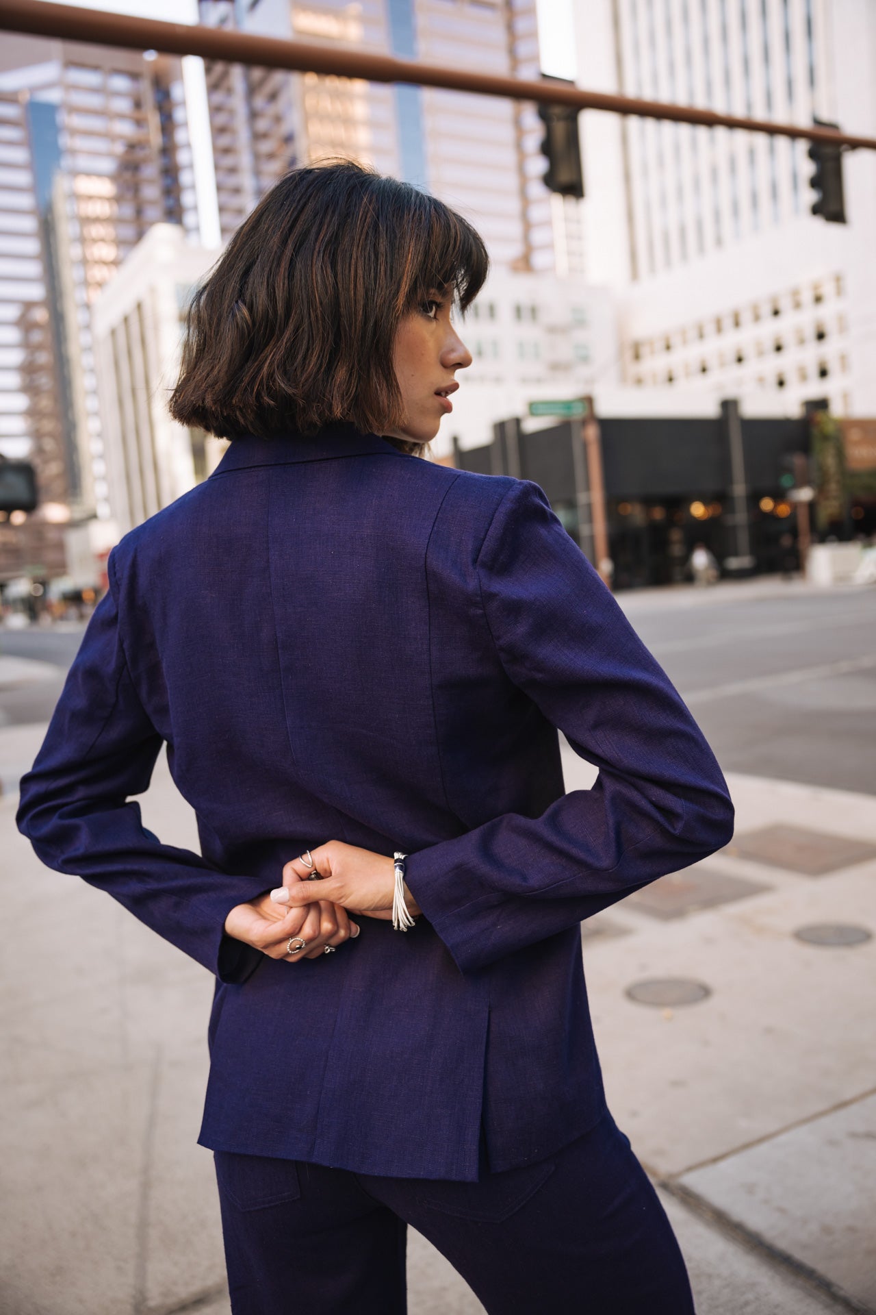 

Straight linen blazer Woman Bernie peacoat | Freeman T. Porter