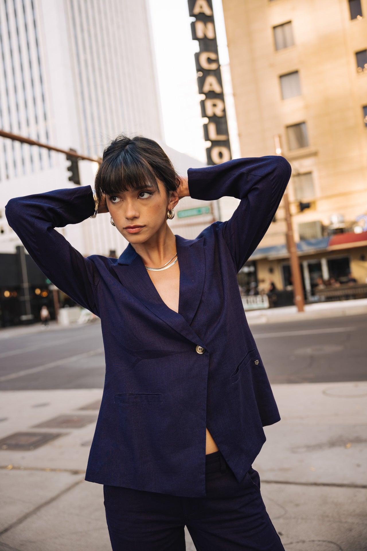 

Straight linen blazer Woman Bernie peacoat | Freeman T. Porter