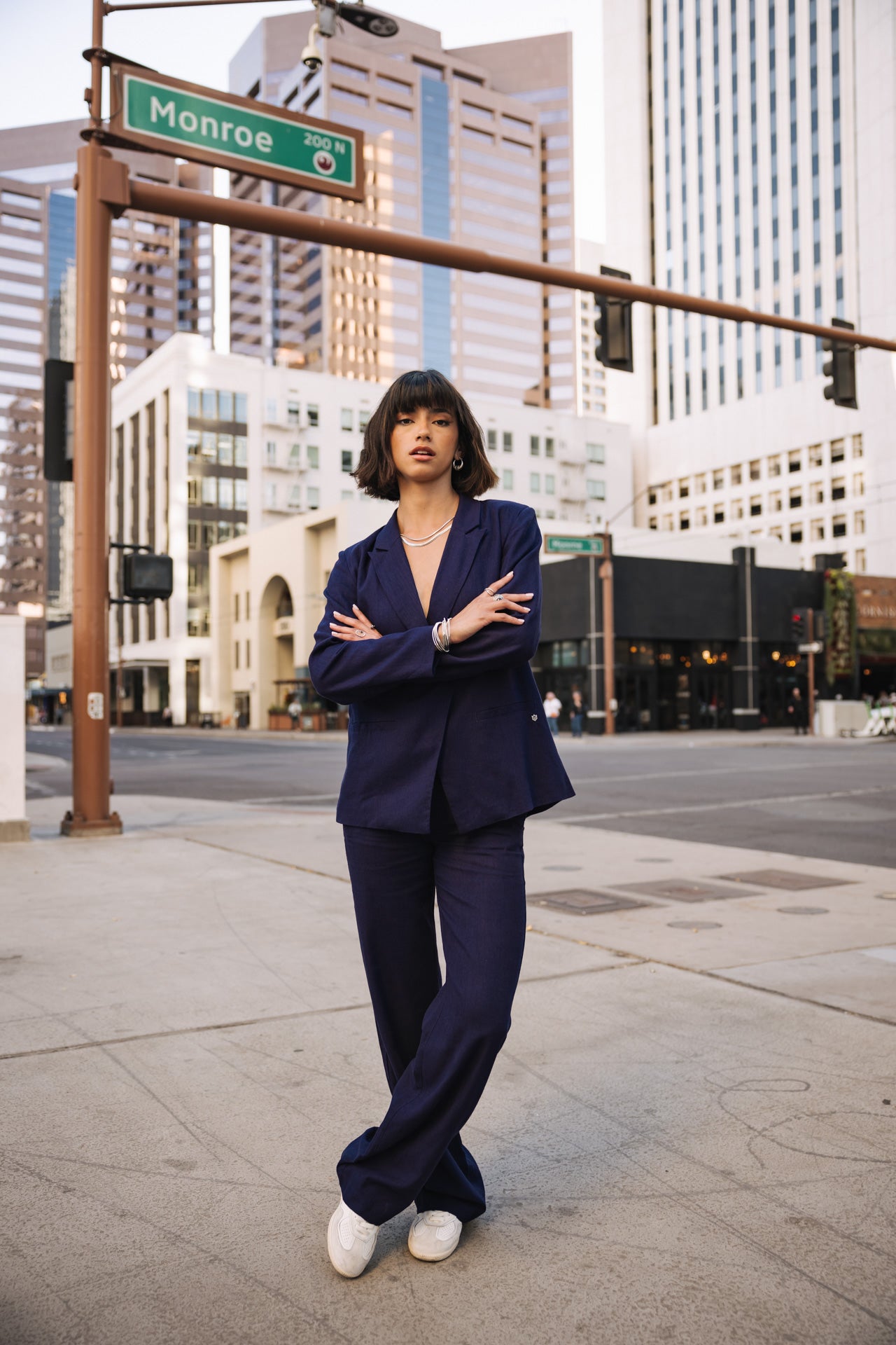 

Straight linen blazer Woman Bernie peacoat | Freeman T. Porter