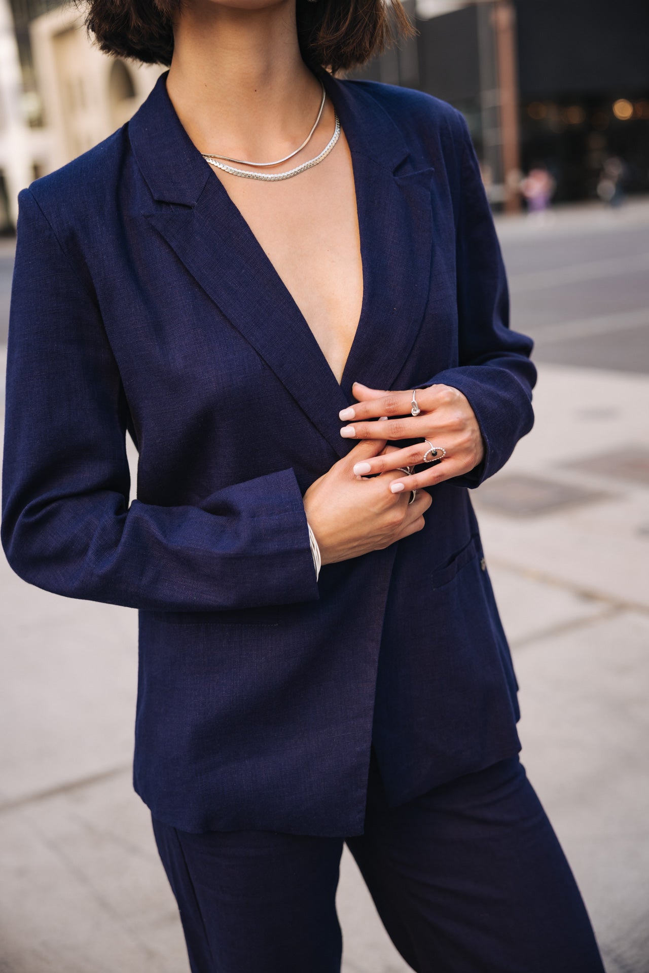 

Straight linen blazer Woman Bernie peacoat | Freeman T. Porter