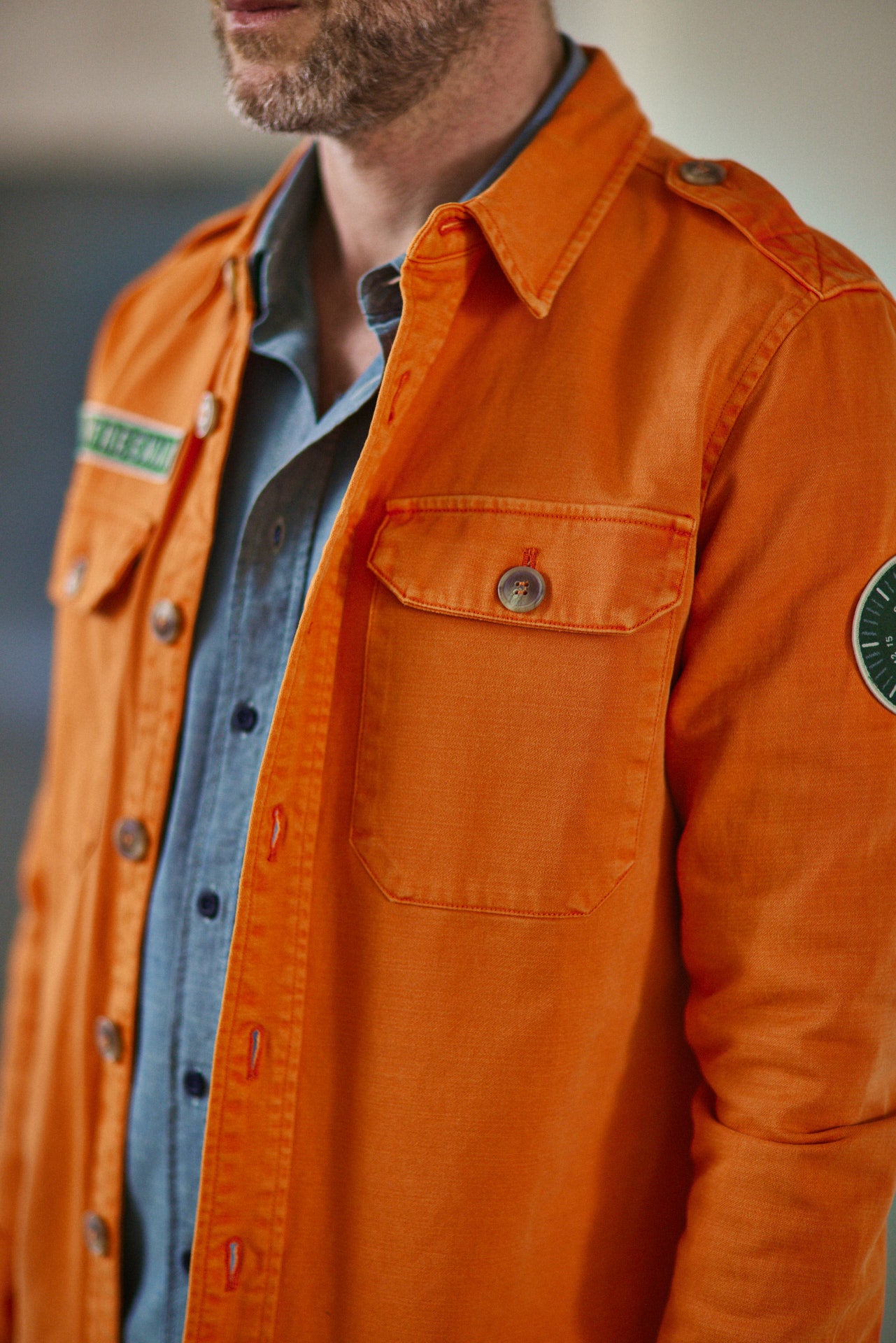 

Veste surchemise Homme Raven Scrapper tangerine tango | Freeman T. Porter