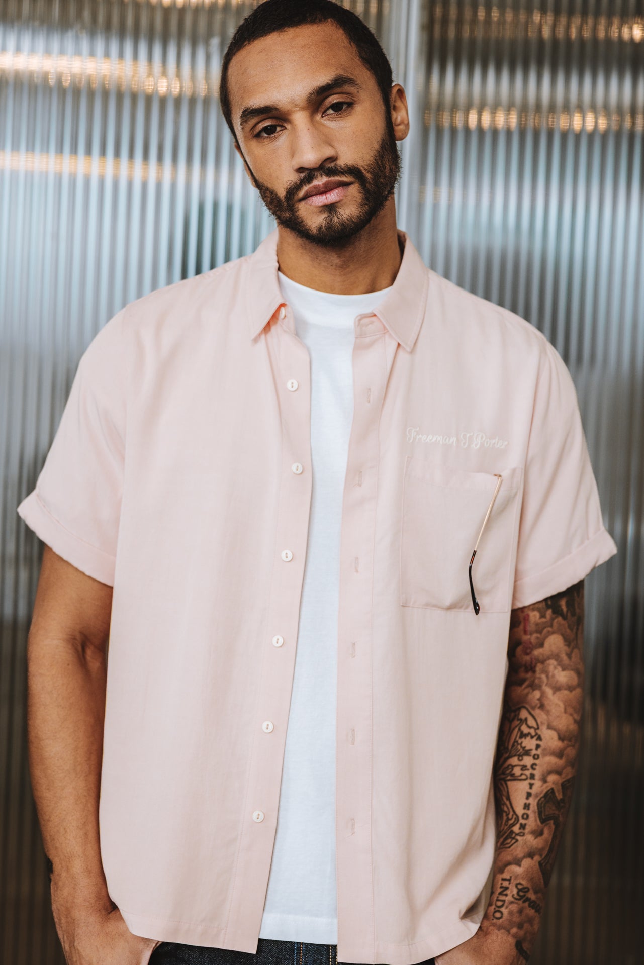 

Chemise brodée Homme Marco Miami light pink | Freeman T. Porter