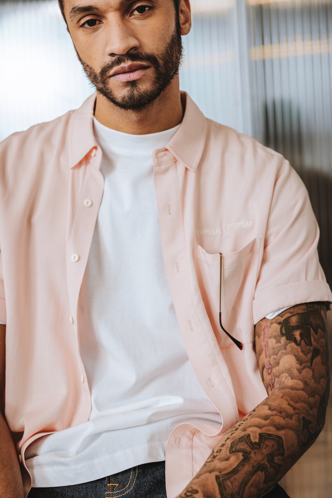 

Chemise brodée Homme Marco Miami light pink | Freeman T. Porter