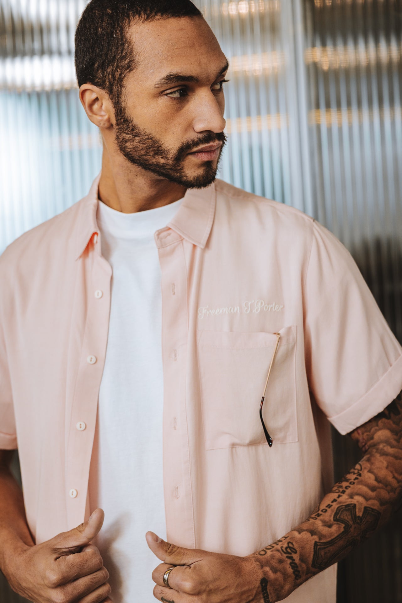 

Chemise brodée Homme Marco Miami light pink | Freeman T. Porter
