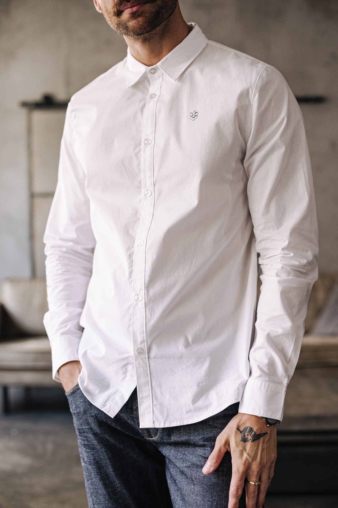 

Chemise ajustée Homme Yoris Poplin bright white | Freeman T. Porter