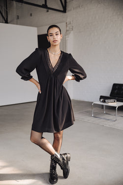 

Loose short dress Women Juna Voile black | Freeman T. Porter