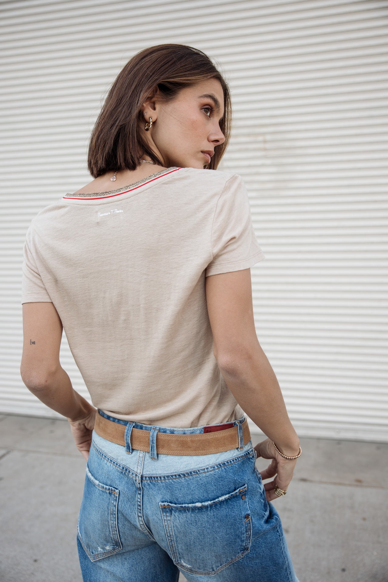 

T-shirt col V Femme Tonia Linen irish cream | Freeman T. Porter