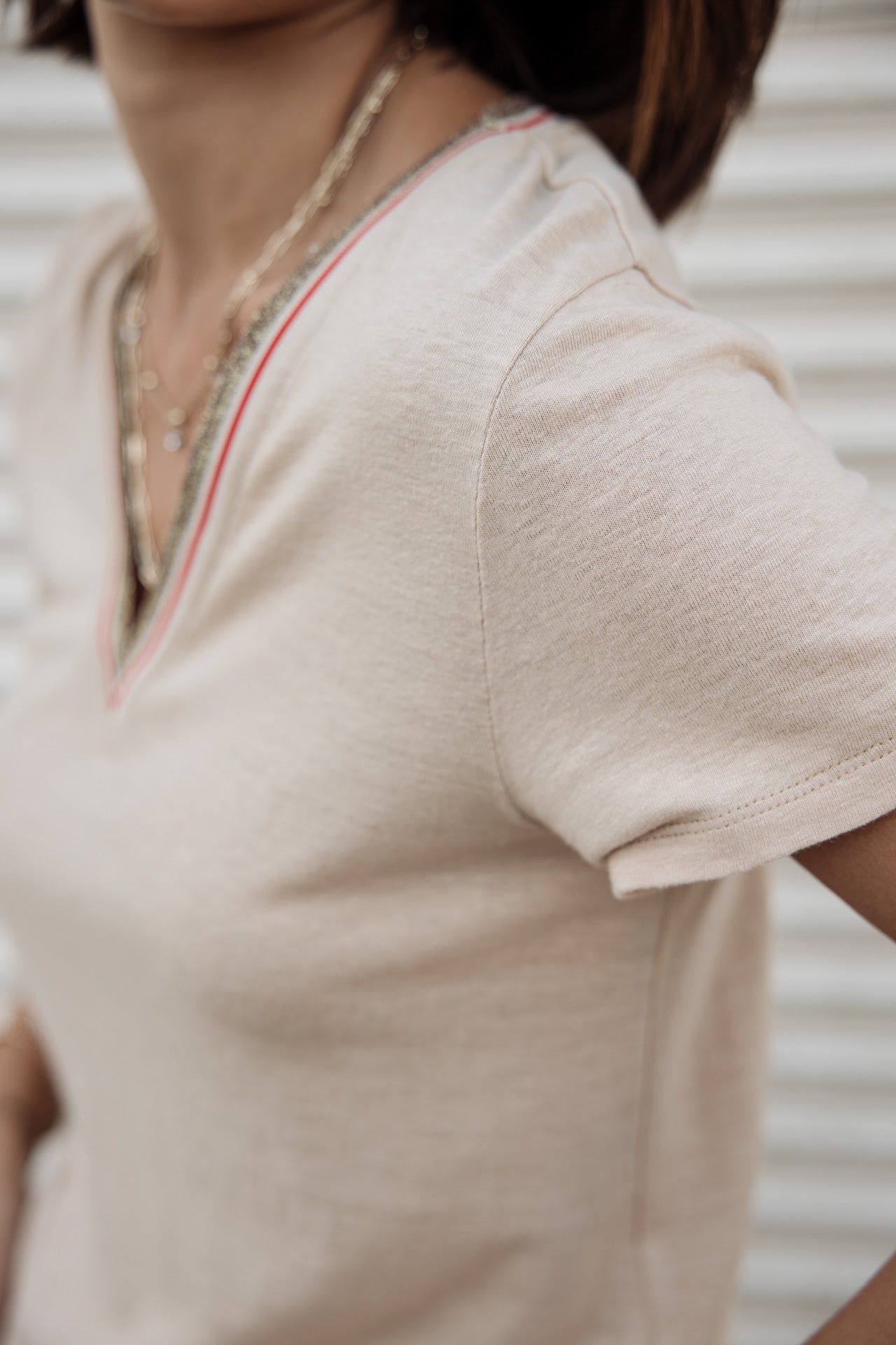

T-shirt col V Femme Tonia Linen irish cream | Freeman T. Porter