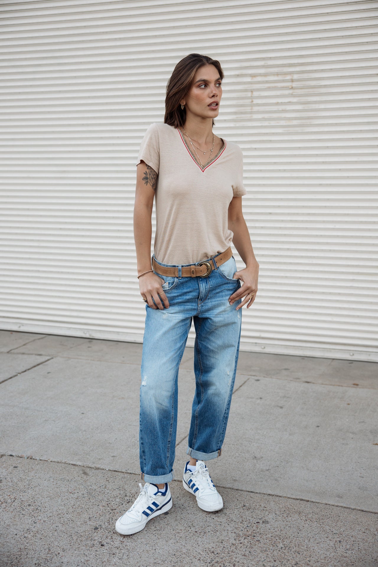 

T-shirt col V Femme Tonia Linen irish cream | Freeman T. Porter