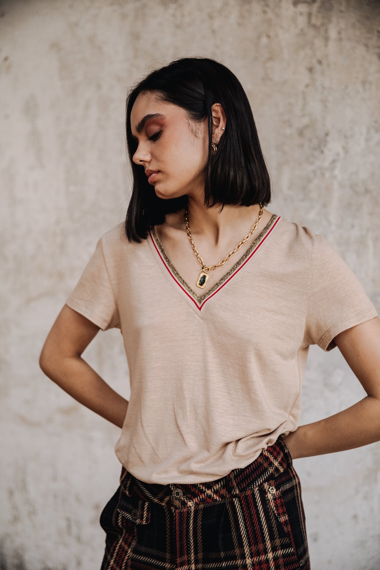 

T-shirt col V Femme Tonia Linen irish cream | Freeman T. Porter